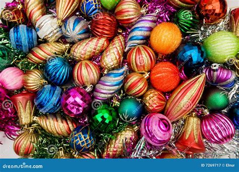 Colourful Christmas Decorations Stock Image Image Of Cone Gold 7269717