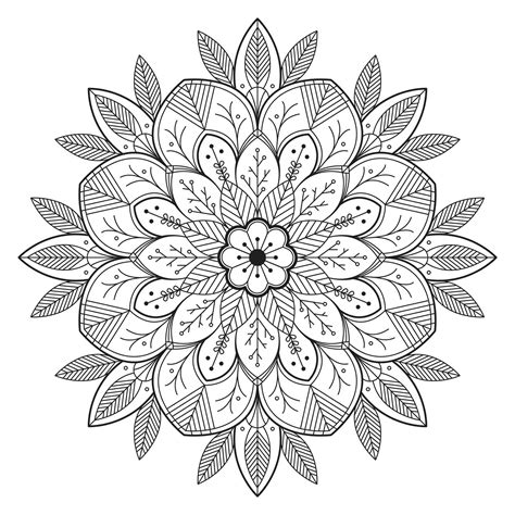 Mandala With Leaves And Flowers Mandalas Kids Coloring Pages