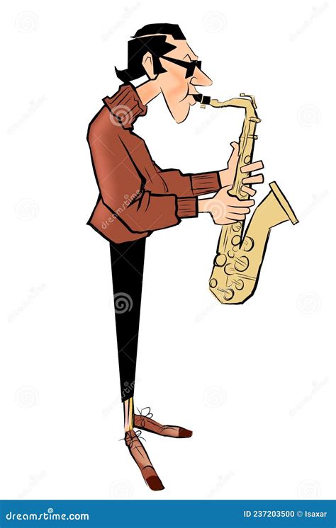 Saxophone Player In Cartoon Style Stock Illustration Illustration Of