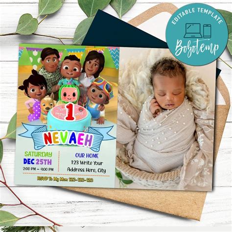 Check spelling or type a new query. African American Cocomelon Birthday Invitation with Photo ...