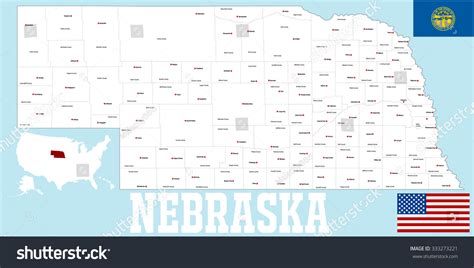 A Large And Detailed Map Of The State Of Nebraska With All Counties And