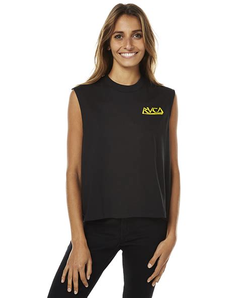 rvca diamond back womens muscle black surfstitch