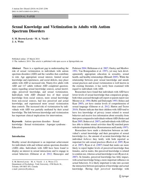 Sexual Knowledge And Victimization In Adults With Asperger Pdf Autism Spectrum Asperger