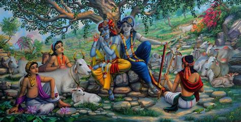 Krishna And Balaram On The Top Of Govardhan Hill Vrindavan Art
