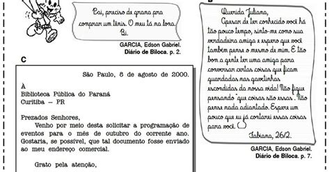Interpretação De Texto Diario De Biloca Com Gabarito