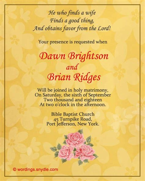 Here at the wedding cards online we offer you with an array of indian wedding invitations that are perfect for the christian weddings and will make everyone to take note of the wedding cards. Christian Wedding Invitation Wording Samples | Wordings and Messages | Christian wedding ...