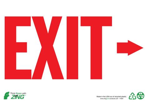 Exit With Right Arrow Sign Exit Signs Zing Green Products