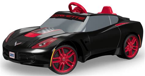 Kids Ride On Car Black Corvette Power Wheels Red Rims Fisher Price Toy