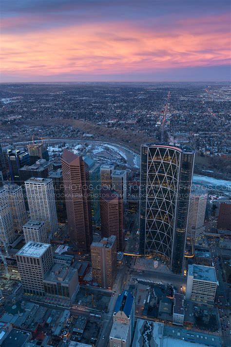 Aerial Photo Calgary Sunset