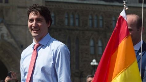 Justin Trudeau Raises Pride Flag On Parliament Hill For 1st Time Cbc News