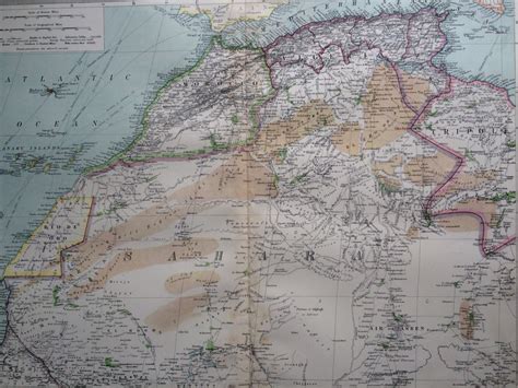 1903 French North Africa And Morocco Large Original Antique Map