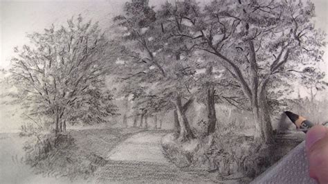 How To Draw With Charcoal Pencils A Landscape Sketch Landscape Sketch
