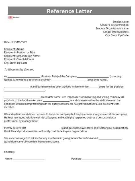Free Reference letter template for employment - Sample Word