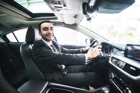 Driving With Pleasure Close Up Of Cheerful Mature Man In Formalwear