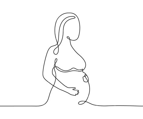 Premium Vector Pregnant Woman Continuous Art Line One Drawing Pregnancy Woman Expectant Mother