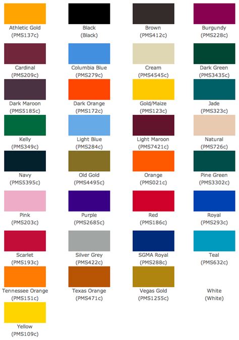 Pantone Sublimation Colour Chart Pantone Pantone Color Color Chart