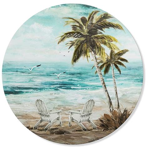 Shop by subject, style, room, best sellers & more. Beach Chair Scene 27.56-Inch Round Canvas Wall Art | Round ...