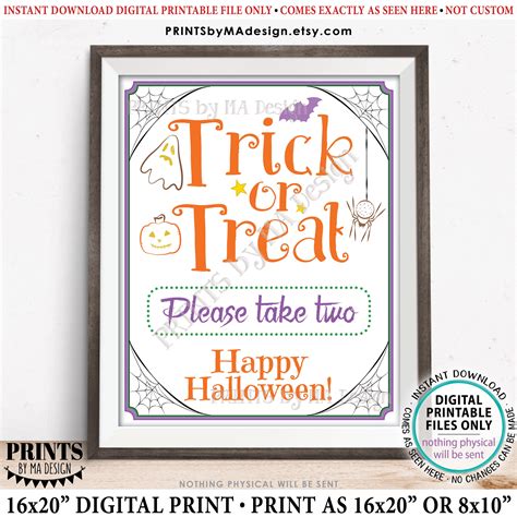 Trick Or Treat Sign Please Take Two Help Yourself To Candy Festive