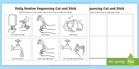 Daily Routine Sequencing Cut And Stick Worksheets