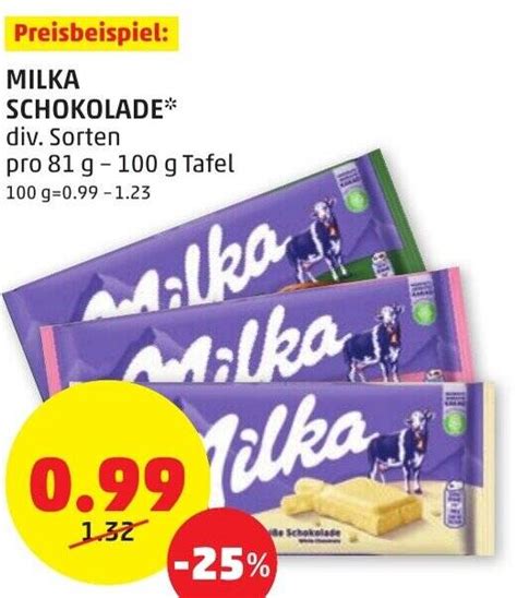 Milka Schokolade Div Sorten Pro 81 G 100 G Tafel Angebot Bei Penny