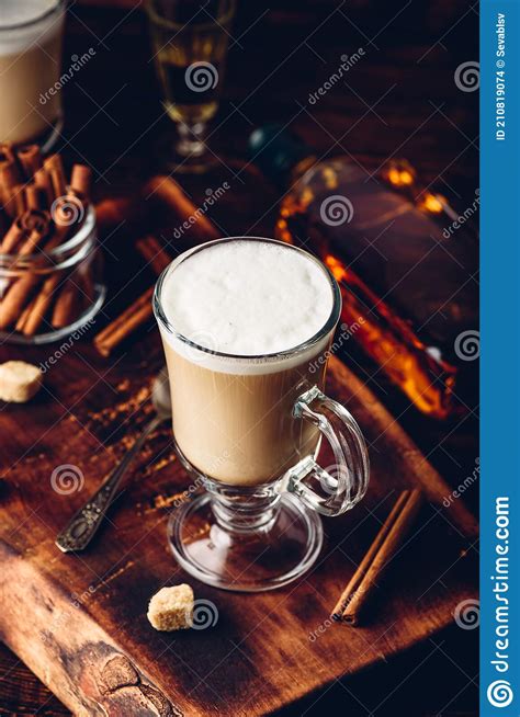 Irish Coffee With Cinnamon Stock Photo Image Of Creamy 210819074