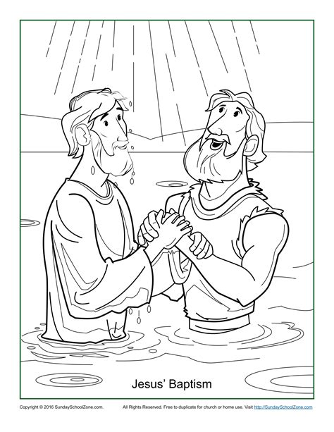 Sunday School Jesus Baptism Pages Coloring Pages