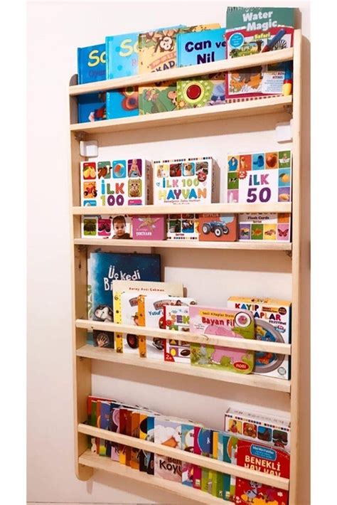 Zeki Karga Ahşap Montessori Eğitici Çocuk Odası Kitaplık Rafı Duvara