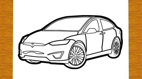 How To Draw A Tesla Model X Easy Drawings Youtube