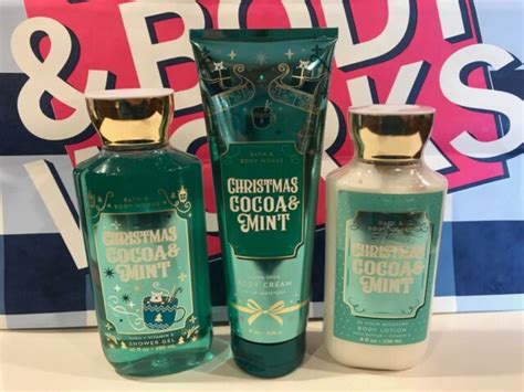 Bath And Body Works Christmas Cocoa And Mint Body Cream Lotion Shower Gel