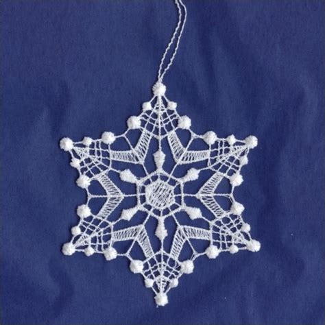 White Lace Diamond Dot Snowflake Ornament ~ 3 14 With