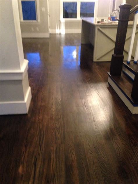 Natural wood tones vary, so expect your final stain color to vary slightly from board to board. Hardwood floors/ ebony duraseal quick coat on red oak ...