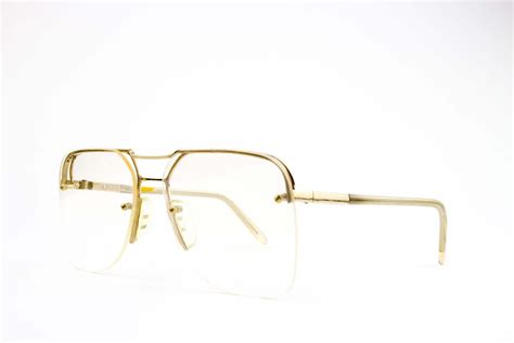 vintage aviator eyeglasses retro 80s gold half rim eyeglass frame nos 1980s aviator glasses