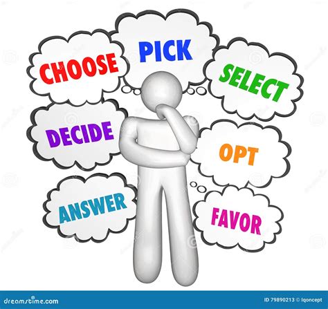 Choose Select Pick Options Thinker Thought Clouds Stock Illustration
