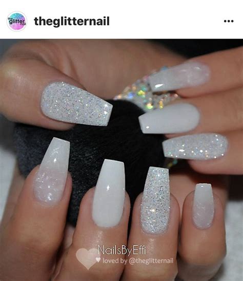 Winter White January Frost Pink Gel Nails White Acrylic Nails