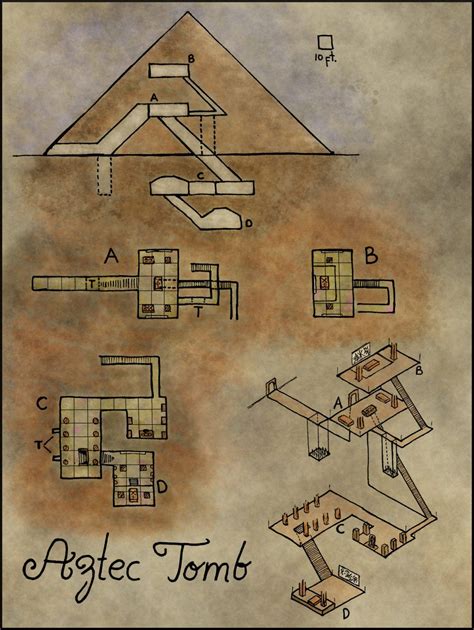 Map 20 Aztec Pyramid Elven Tower Adventures Fantasy Map Dungeon