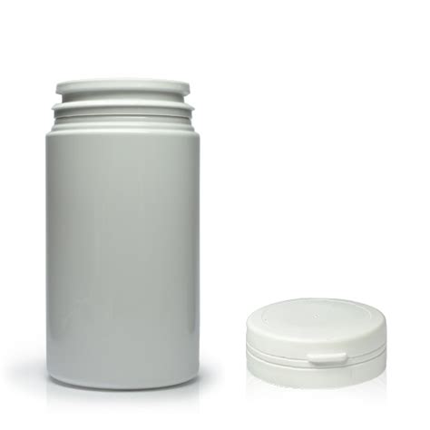 100ml White Plastic Pill Jar With Cap Ampulla 0161 367 1414