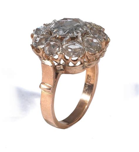 Antique Rose Cut Diamond Gold Cluster Ring At 1stdibs