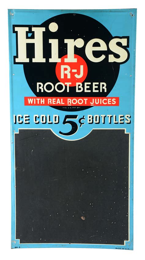 lot detail hires root beer embossed tin advertising menu sign