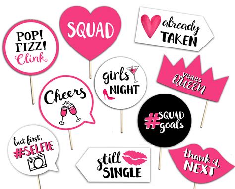 Girls Night Out Printable Photo Booth Props Pink Black And White 10