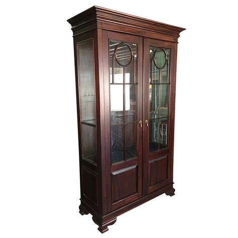 Antique Style Solid Mahogany Wood Display Glass Cabinet