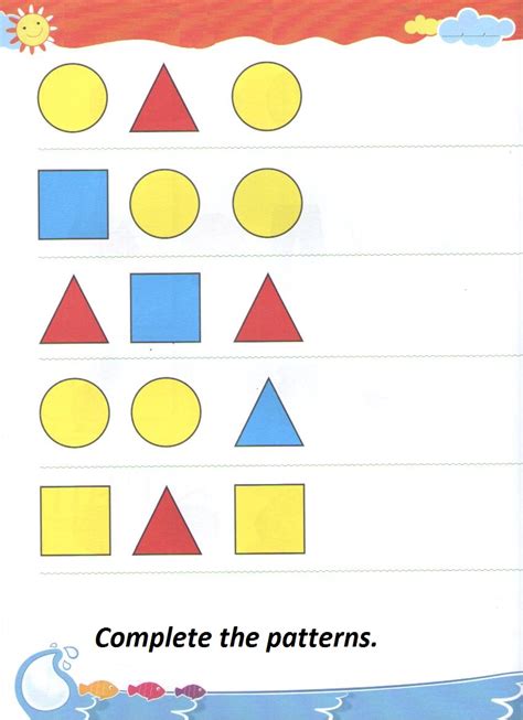 Complete The Sequential Pattern Worksheet For Kindergarten Shapes