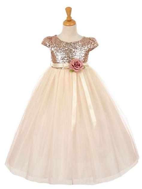 Shining Sequin Lace Sequin Flower Girl Dress Long Flower Girl Dresses