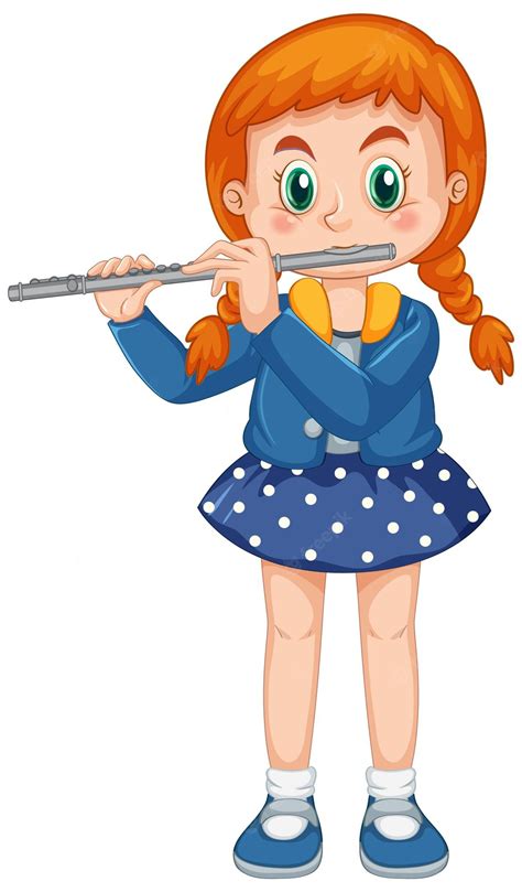 Premium Vector A Girl Playing Flute Musical Instrument