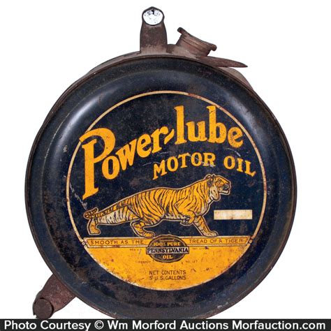 Antique Advertising Power Lube Motor Oil Can • Antique Advertising