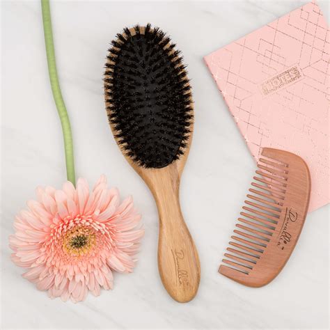 Boar Bristle Hair Brush Set For Women And Men Designed For Thin And Normal Hair Adds Shine