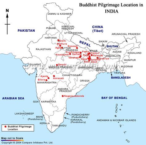 Map Of Buddhist Pilgrimage Locations Of India With Images