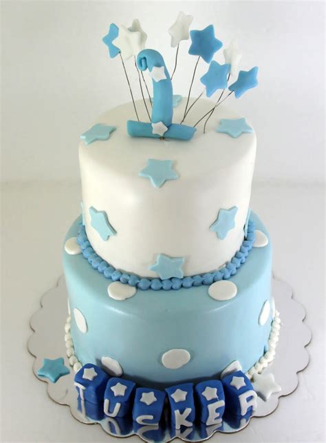 Tastefully Done Baby Boy Blue 1st Birthday Cake