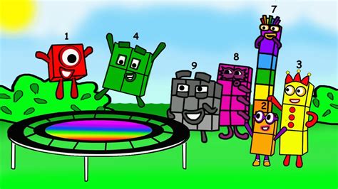 Numberblocks Fun Playing The Trampoline Numberblocks Fanmade Coloring