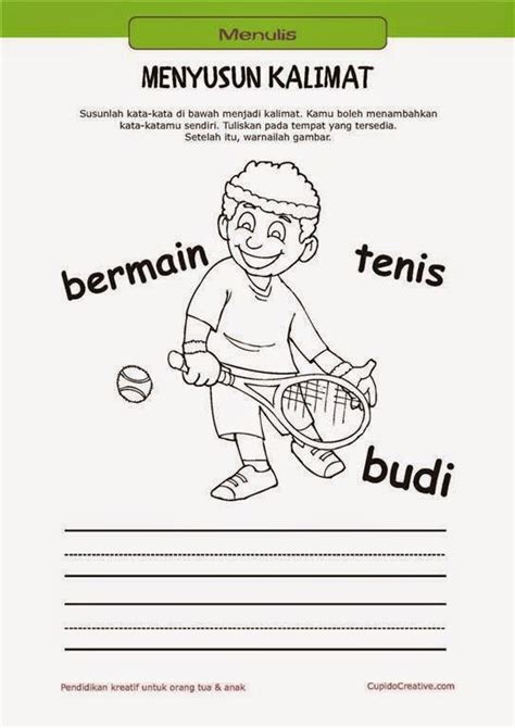 belajar membaca & menulis anak TK/SD, menyusun kata menjadi kalimat