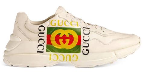 Gucci Rhyton Logo Print Low Top Leather Trainers For Men Save 33 Lyst